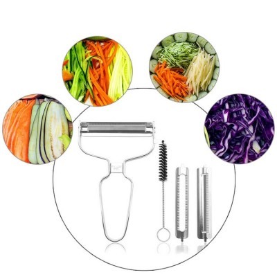 High-quality Safe Stainless Steel Vegetable Cutter And Fruit Slicer Grater Lightweight Durable With Cleaning Brush Accessories